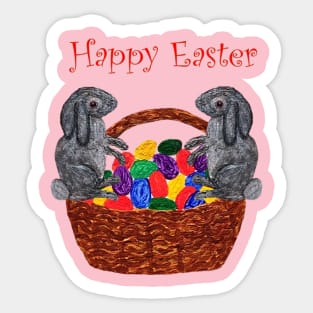 Happy Easter Bunnies Sticker